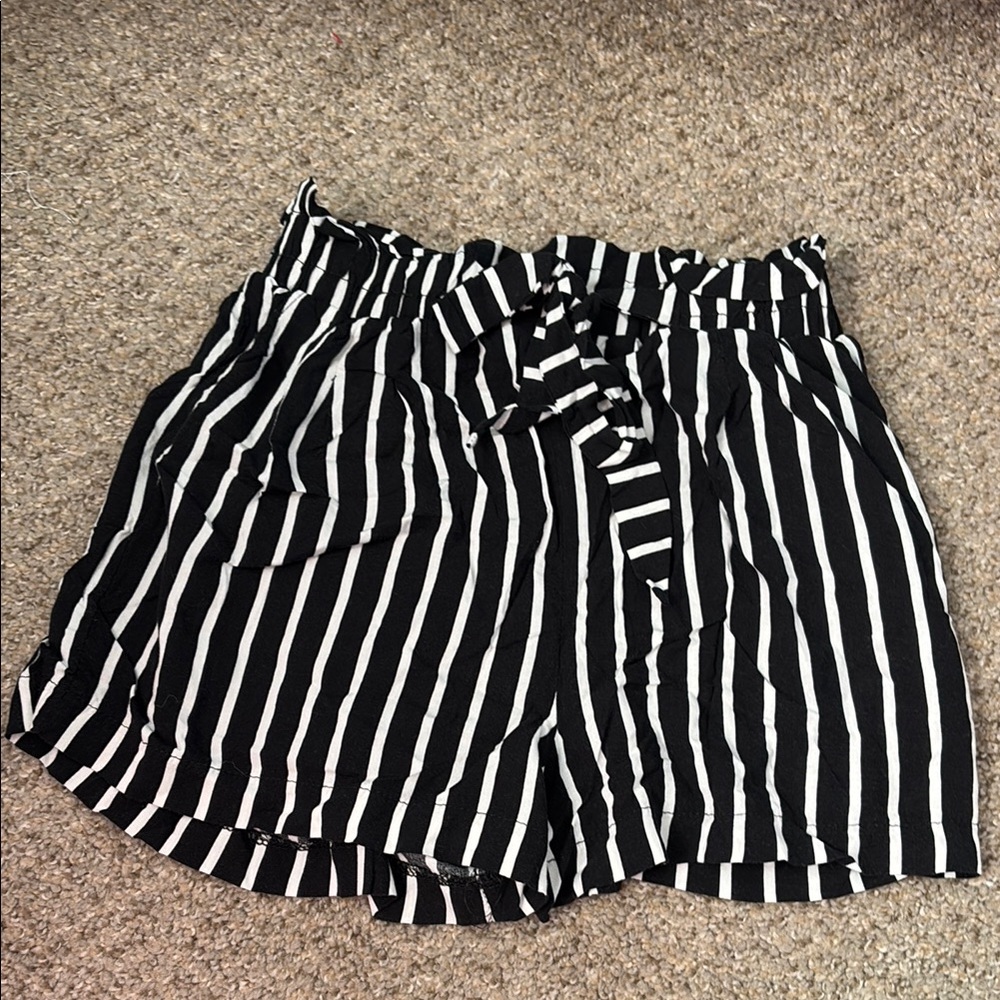 Rue21 High Waist Black and White Striped Shorts